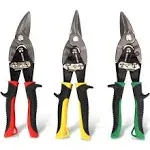 HURRICANE 3 pc Aviation Tin Snips Set, Metal Cutter Shear for Cut Sheet Metal, Chrome Vanadium Steel, Straight Left and Right, Ergonomical TyreGrip Handle with Hang Hole and Safety Latch