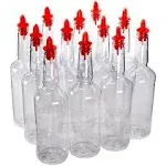 KCHEX Dozen (12) Plastic Long Neck Bottles with Pourer