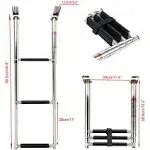 Amarine-made 3 Step Stainless Steel Telescoping Boat Ladder Swim