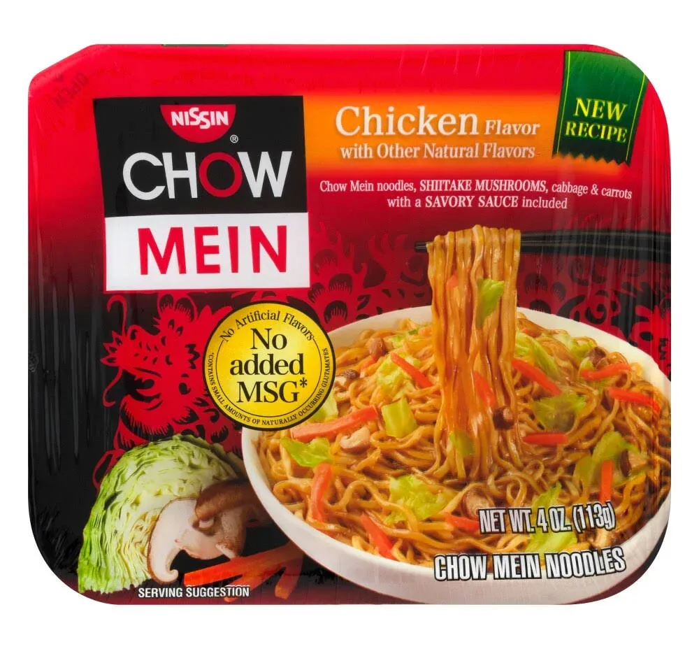 Nissin Chow Mein Chicken Flavor Chow Mein Noodles 4 oz. Tray