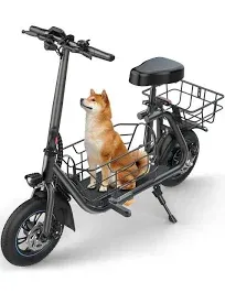 Electric Scooter with Seat for Adults, 550W Powerful Motor, 20-Mile Range, Speed up to 18.6MPH, Ample Storage for Pets & Cargo