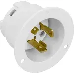 Enerlites 30 Amp 250V NEMA L6-30P Locking Flanged Inlet, White