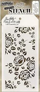 Stampers Anonymous_AGW AGTHS075 Tim Holtz Roses Stencil, Synthetic Material, 28.4 x 11.4 x 0.1 cm