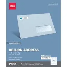 New Open Box Office Depot Return Address Labels - 22/25 Sheets (Avery 5267)