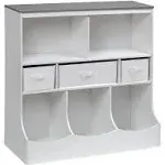 Badger Basket Combo Bin Storage Unit with Three Baskets - Solid White/Woodgrain Gray