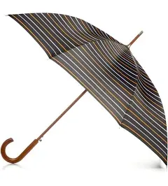 Eco Auto Open Umbrella Classic Wooden J Stick Handle with Easy Grip - Windproof,