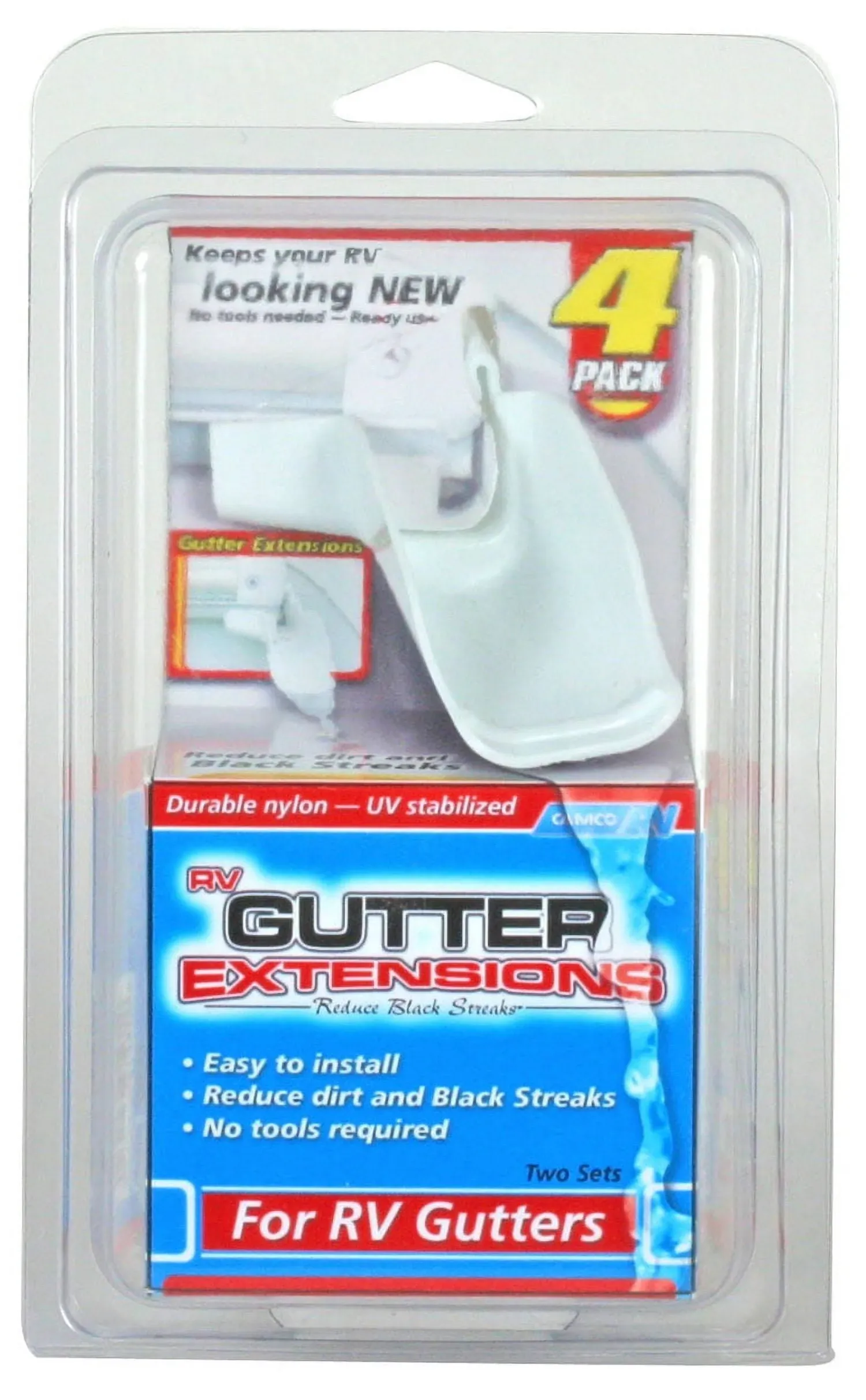 Camco - White Gutter Extensions 4/pk - 42123