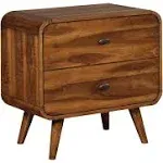 Coaster Furniture Robyn Mid Century Modern 2 Drawer Nightstand Bedroom Bedside Table Storage Drawers Dark Walnut 205132