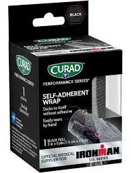 CURAD Performance Series Ironman Self-Adherent Wrap, Black, 3" x 5 yds (Pack of 5)