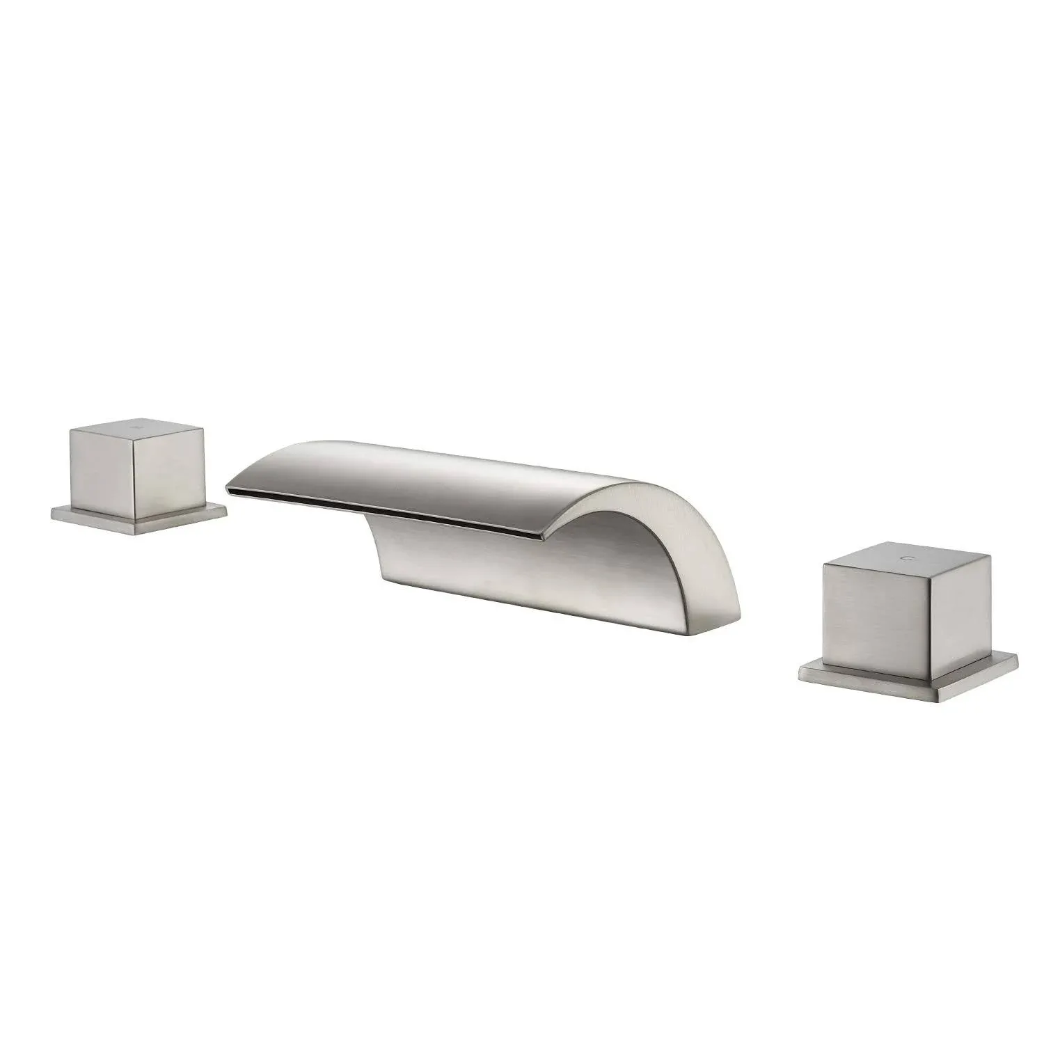 Deck Mount Roman Tub Faucet Set, Waterfall High Flow Brushed Nickel Bathtub F...