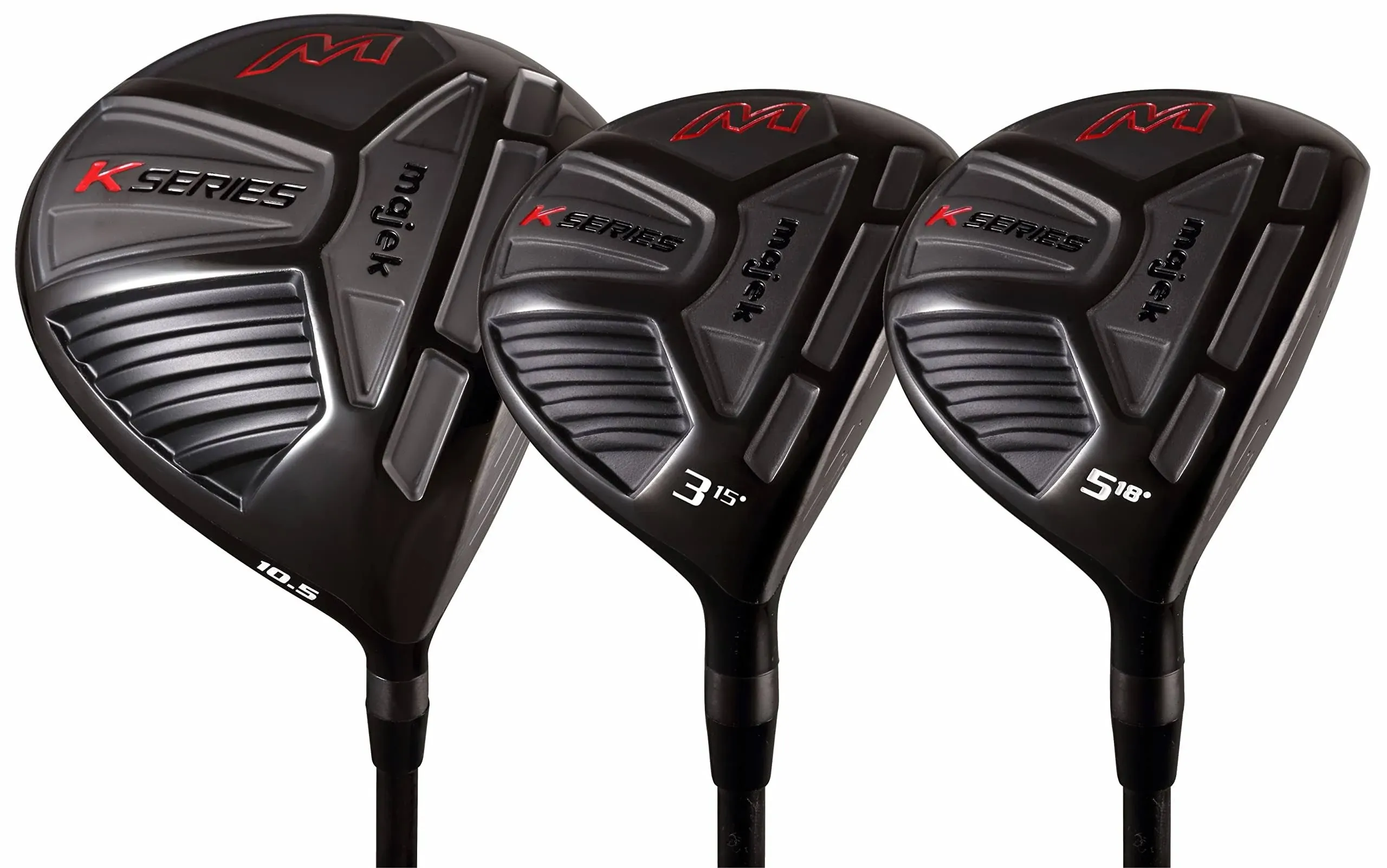 Senior Men's Majek K-Series High Launch 460cc 10.5° Driver and 3 5 Fairway Wood Set Golf Clubs, Right Handed Senior Flex with Men's Senior Size Black Pro Velvet Grips