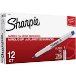 Sharpie Permanent Marker, Ultra Fine Point, Blue - 12 ultra fine point markers