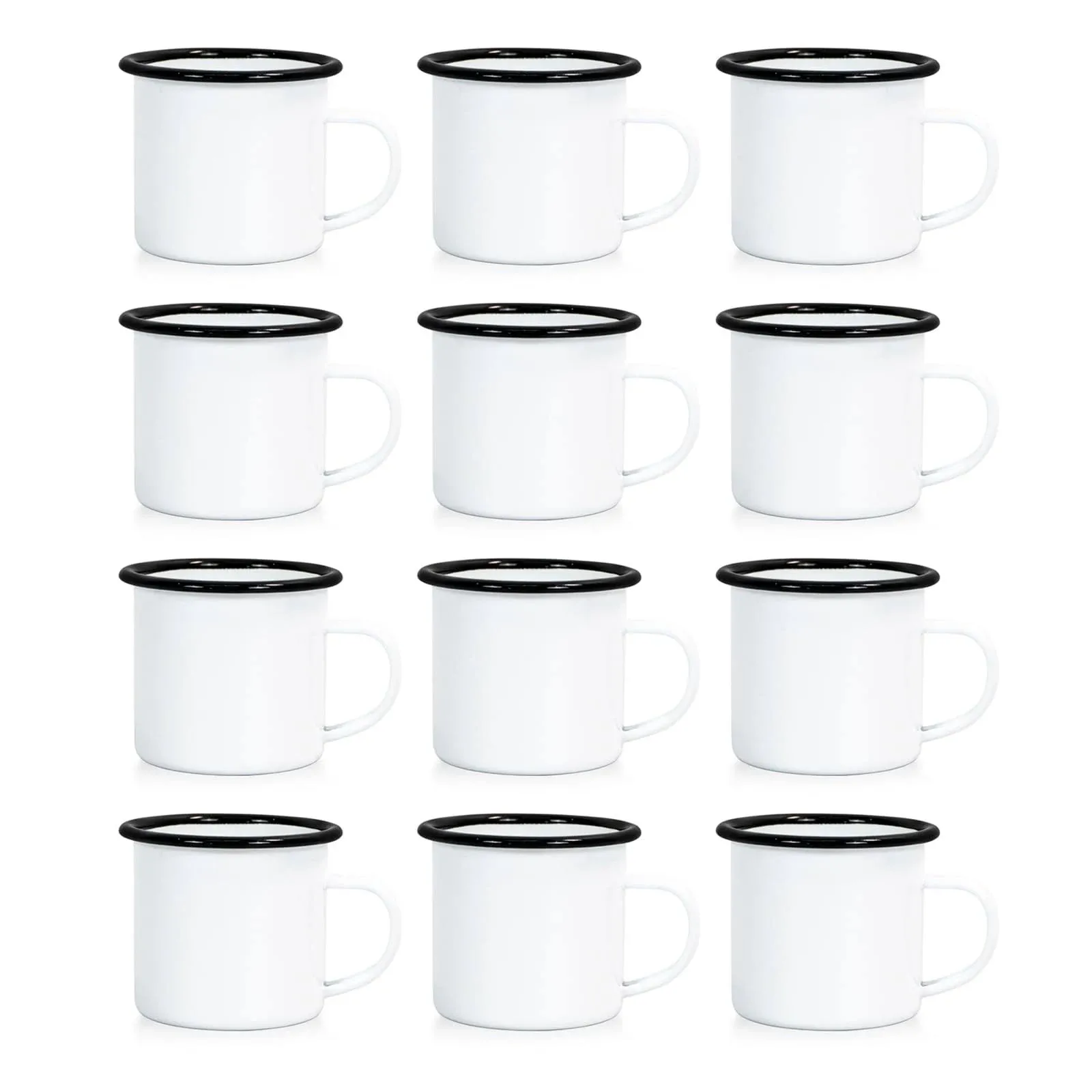 12 pcs Sublimation Blanks Enamel Mug 12 OZ with Black Rim Camping Travel Coffee Metal Mug Can be used as a gift for Christmas Thanksgiving Mother's Day Father's Day