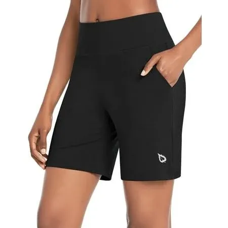 Baleaf Women's High Waisted Athletic Long Running Shorts