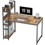 Cubicubi Computer Desk 47 inch with Storage Shelves Study Writing, Rustic BROWN.