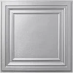 Art3d PVC Ceiling Tiles, 2'x2' Plastic Sheet in Argent Silver (12-Pack)