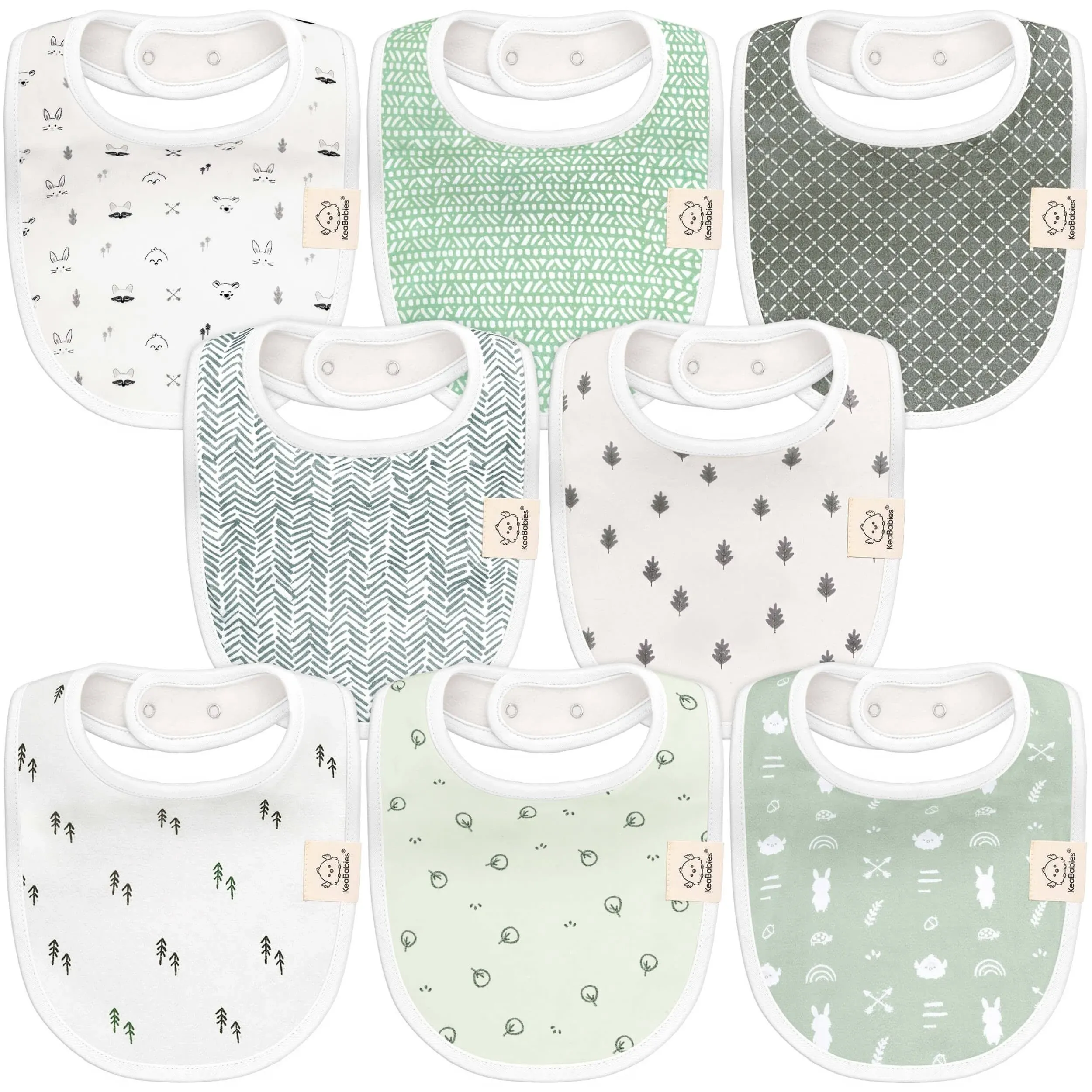 KeaBabies 8-Pack Baby Drool Bibs in Nordic 