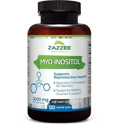 Zazzee Myo-Inositol 120 Vegan Capsules, 2000 mg per Serving, 100% Pure Exp 08/25