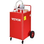 VEVOR 35 Gal Fuel Caddy Gas Storage Tank On 4 Wheels with Manuel Transfer Pump - Red