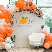 A Little Cutie is On The Way Baby Shower Party Decal Sign - Orange Baby Showe...