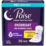 Poise Incontinence Pads & Postpartum Incontinence Pads Overnight Absorbency, Extra-Coverage Length