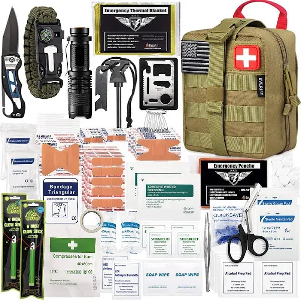 250 Pieces Survival First Aid Kit IFAK EMT Molle Pouch Survival Kit Outdoor Gear