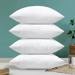 OTOSTAR 16''x16'' Pillow Inserts Set of 4 Decorative 16 Inch Pillow Inserts-Square Interior Sofa Throw Pillow Inserts with 100% Cotton Cover - White Couch Pillow