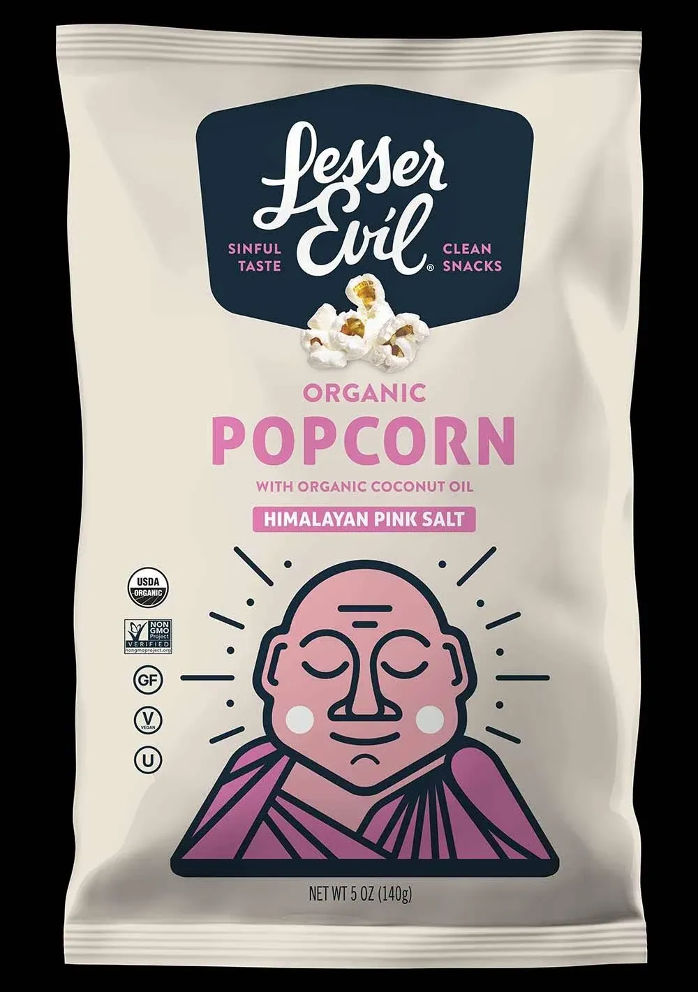 LesserEvil Organic Popcorn Himalayan Pink Salt .88 Ounce 18 Count