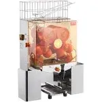 VEVOR Commercial Orange Juicer Machine, 120W Automatic Juice Extractor, Stainless Steel Orange Squeezer for 20 Oranges Per Minute, with Pull-Out Filter Box, PC Cover, 2 Peel Collecting Buckets