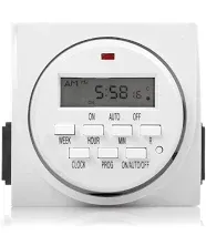 BN-LINK 7 Day Heavy Duty Digital Programmable Timer, FD60 U6, 115V, 60Hz, Dual Outlet, Indoor, for Lamp Light Fan Security UL Listed