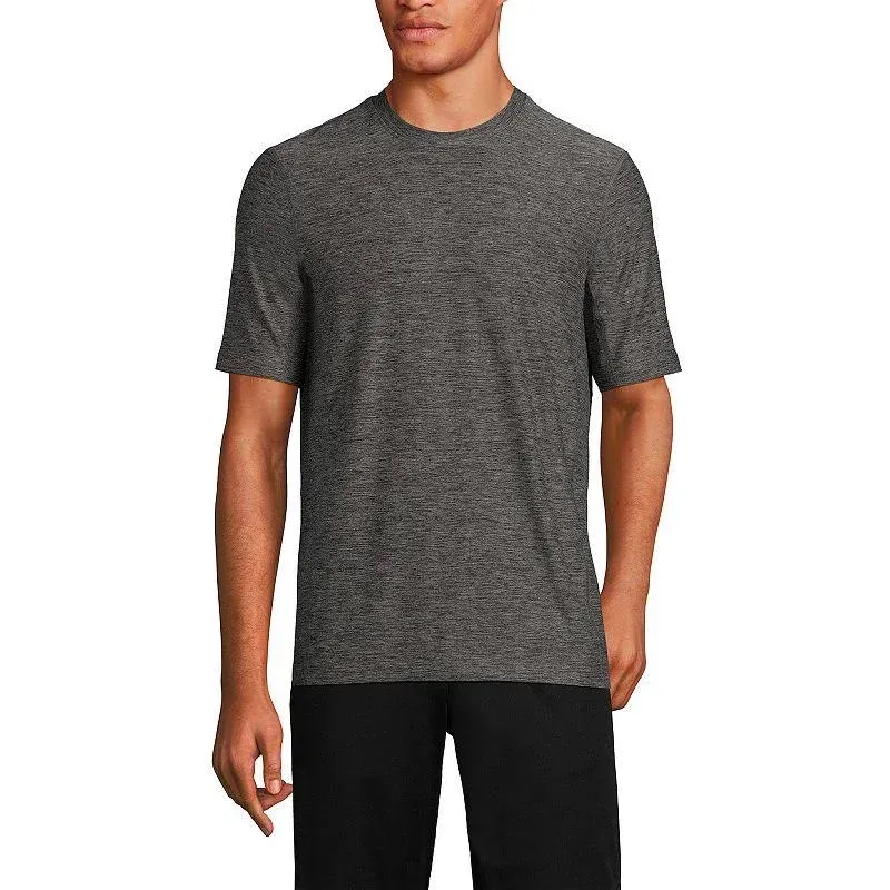 Lands' End Men's Short Sleeve Performance Social Active T-Shirt - Black Slate Spacedye