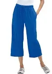 Woman Within Women's Plus Size Sport Knit Capri Pant - L, Bright Cobalt