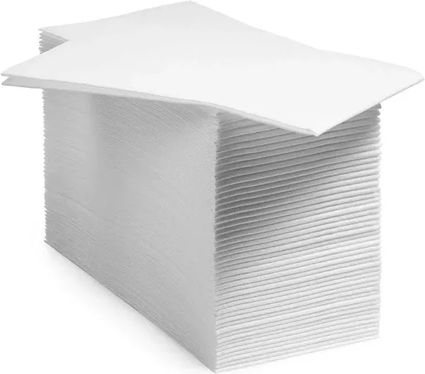 50-Pack BloominGoods Disposable Bathroom Napkins | Linen-Feel Guest Towels | Cloth-Like Hand Tissue Paper, White (50, 12" x 17")