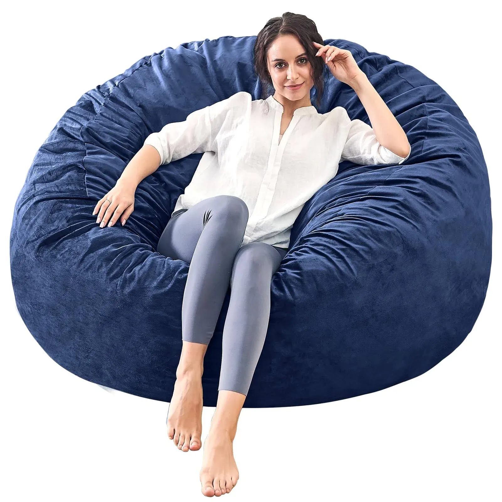 ILPEOD Bean Bag Chairs for Adults - 4' Memory Foam Furniture Beanbag Chair - Kids/Teens Sofa with Soft Micro Fiber Cover - Round Fluffy Couch for Liv