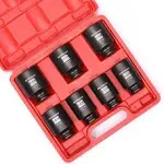 1/2&#034; Drive Deep Impact Socket Set Inch Cr-Mo 6-Point 1-3/8-Inch 1-3/4-Inch 7Pcs