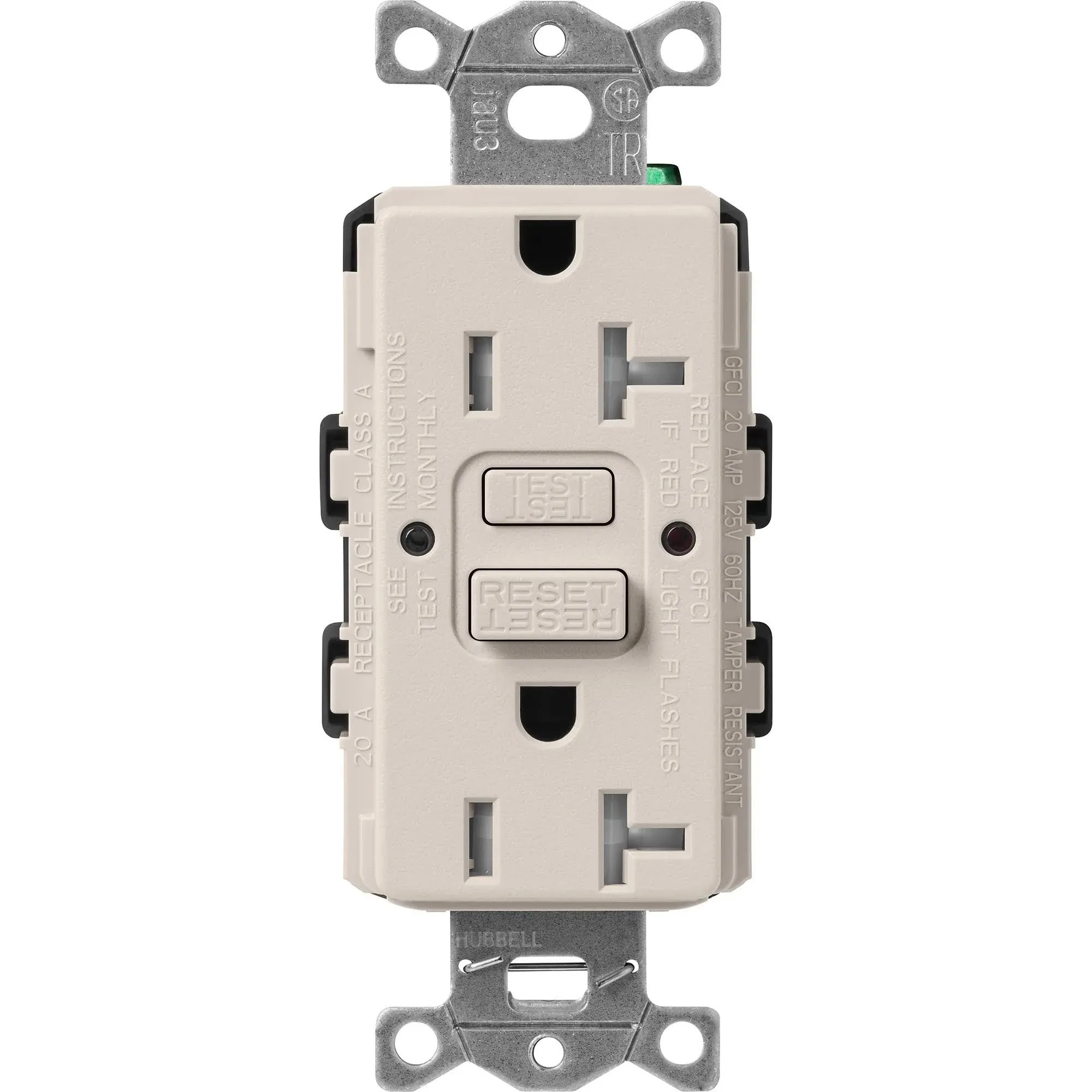 Lutron SCR-20-GFST-TP Claro 20A GFCI Receptacle - Tamper Resistant - Taupe