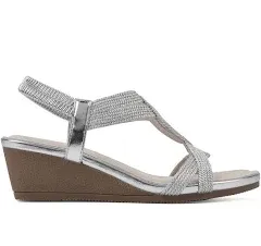 Candelle Wedge Sandal In Silver Met Fabric