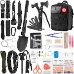 LUXMOM Survival Kit and First Aid Kit, 142pcs Professional Survival Gear and Equipment with Molle Pouch, for Men Dad Husband Who Likes Camping Outdoor