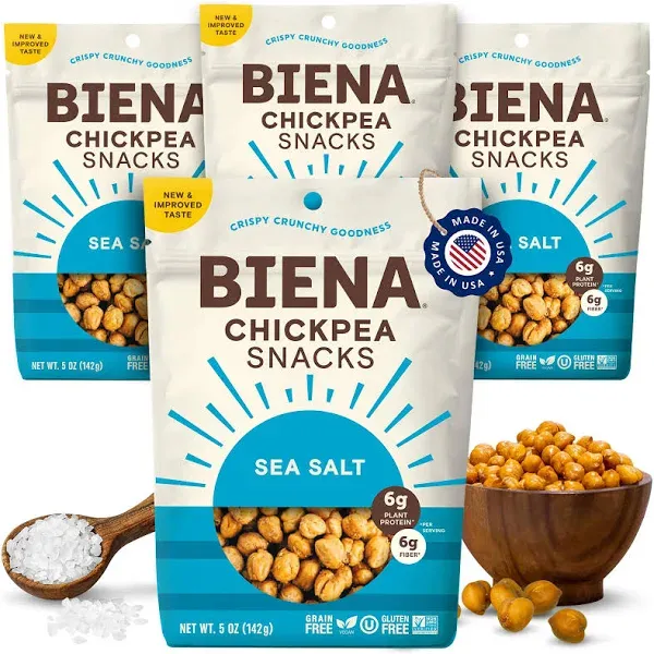 BIENA Chickpea Snacks, Himalayan Pink Salt | Gluten Free | Vegan | Dairy Free | Plant-Based Protein, Value Pack Size12 Ounce