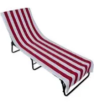 DII Stripe Beach Lounge Chair Towel with Fitted Top Pocket, 26x82, Blue