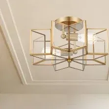 Vanity Art 16.14 in. 2-Light Unique/Statement Star Semi Flush Mount