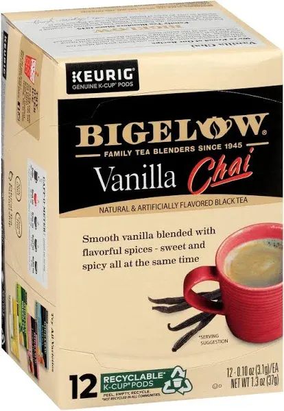 Bigelow Vanilla Chai Black Tea Keurig K-Cups, 24 Count Box (Pack of 1), Caffe...