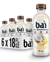 Bai Antioxidant Infused Water Beverage, Puna Coconut Pineapple, with Vitamin C and No Artificial Sweeteners, 18 Fluid Ounce Bottle, 6 Pack