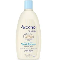 Aveeno Baby Daily Moisture Gentle Bath Wash & Shampoo with Natural Oat Extract, Hypoallergenic, Tear-Free & Paraben-Free Formula for Sensitive Hair & Skin, Lightly Scented, 33 fl. oz