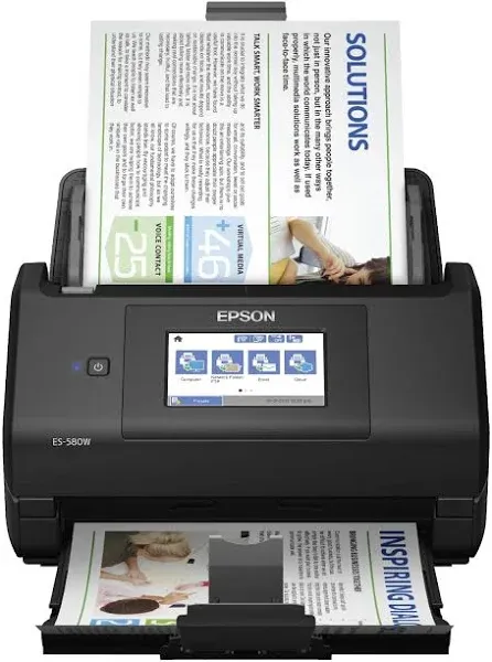 Epson Workforce ES-580W Wireless Color Duplex Desktop Document Scanner for PC and Mac with 100-sheet Auto Document Feeder (ADF) and Intuitive 4.3" Touchscreen. Full 1-Year Limited Warranty (Renewed)