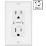 10 Pack - GFCI Duplex Outlet Receptacle, Tamper Resistant &amp; Weather Resistant 15