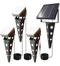 Solar Spot Lights Outdoor Waterproof IP65 Landscape Spotlights with Metal Stake 42ft Cable 3-in-1 Cool White Auto On/Off Dusk to Dawn Uplights for Flag Pole Trees Garden Yard Landscape Downlight