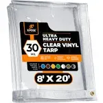 Xpose Safety CVT30-820 8' x 20' Clear Vinyl Tarp - 30 Mil Super Heavy