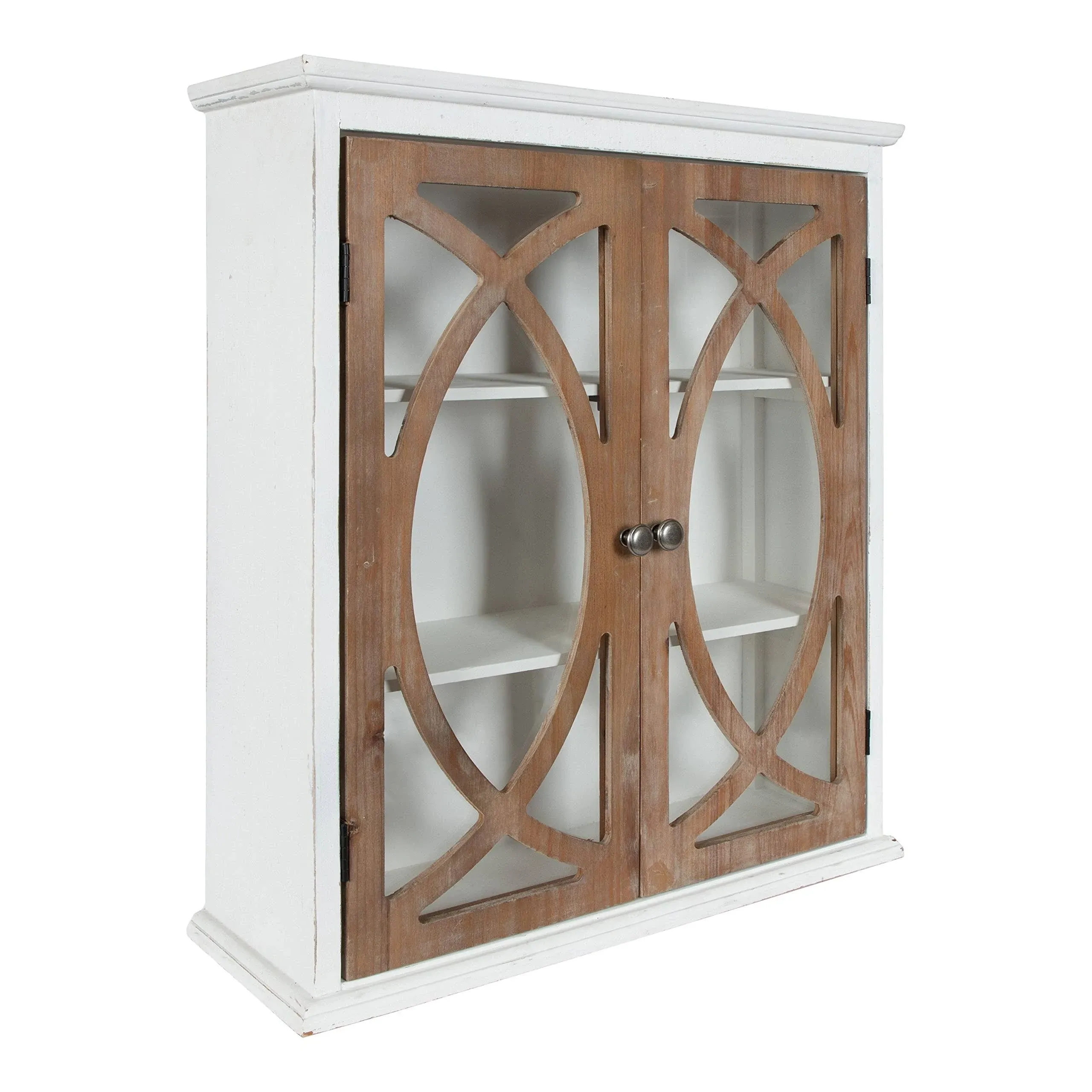 Kate and Laurel White/Brown 24-in L x 8-in D Wood Wall Cabinet