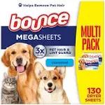 Bounce Pet Hair and Lint Guard Mega Dryer Sheets with 3X Pet Hair Fighters, Fresh ...